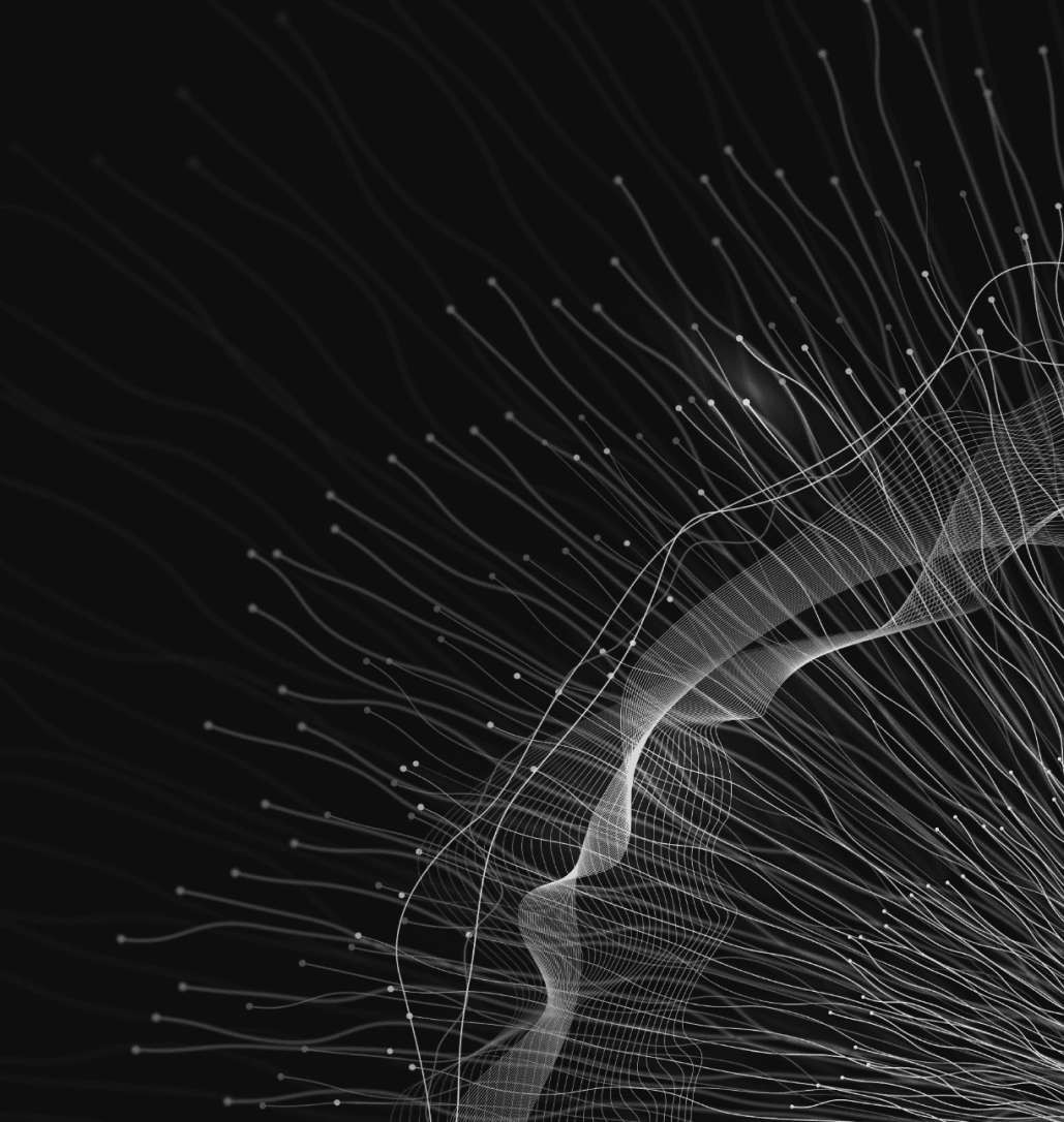 Dark network with glowing white interconnected lines