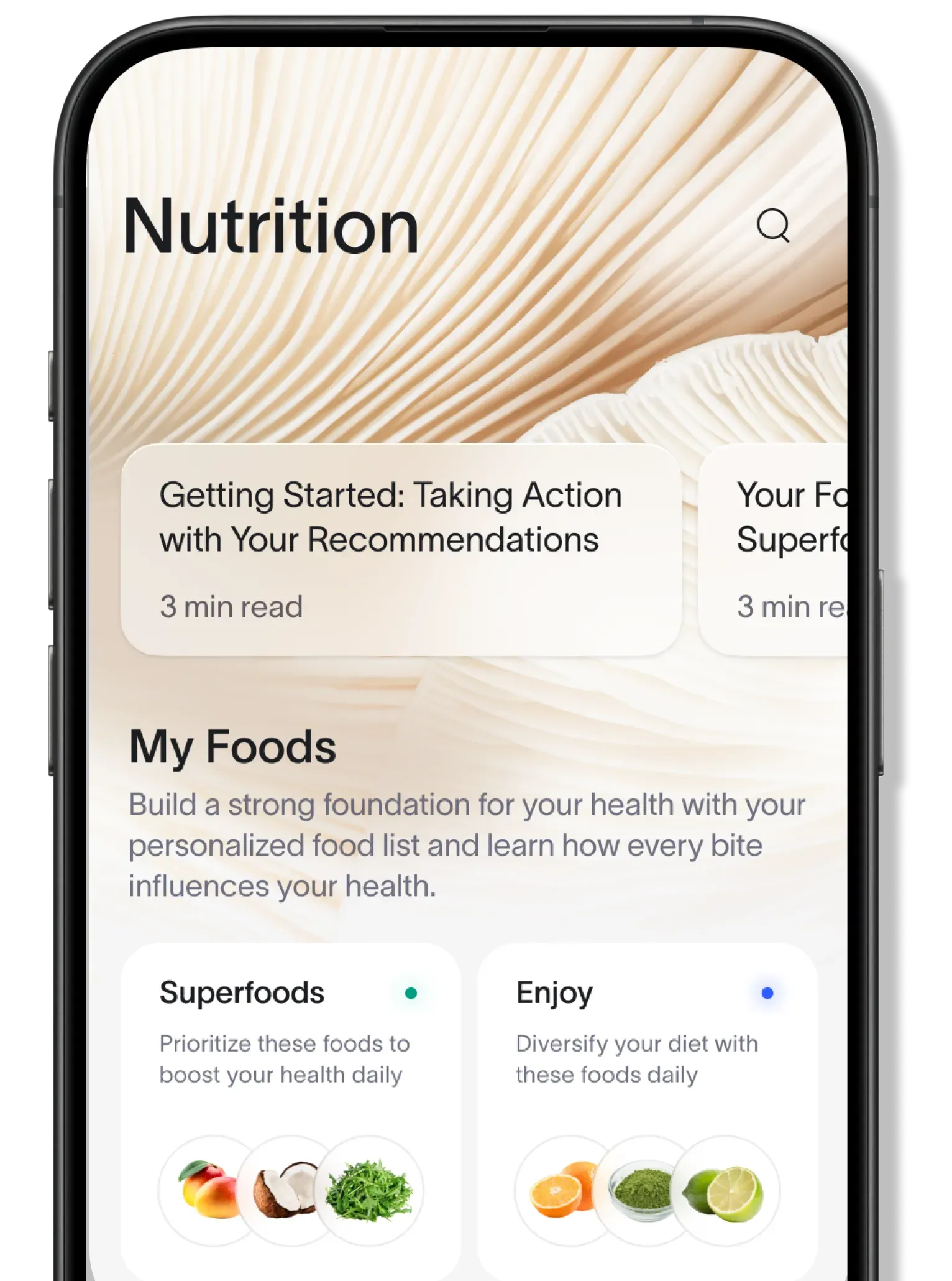 Nutrition app interface