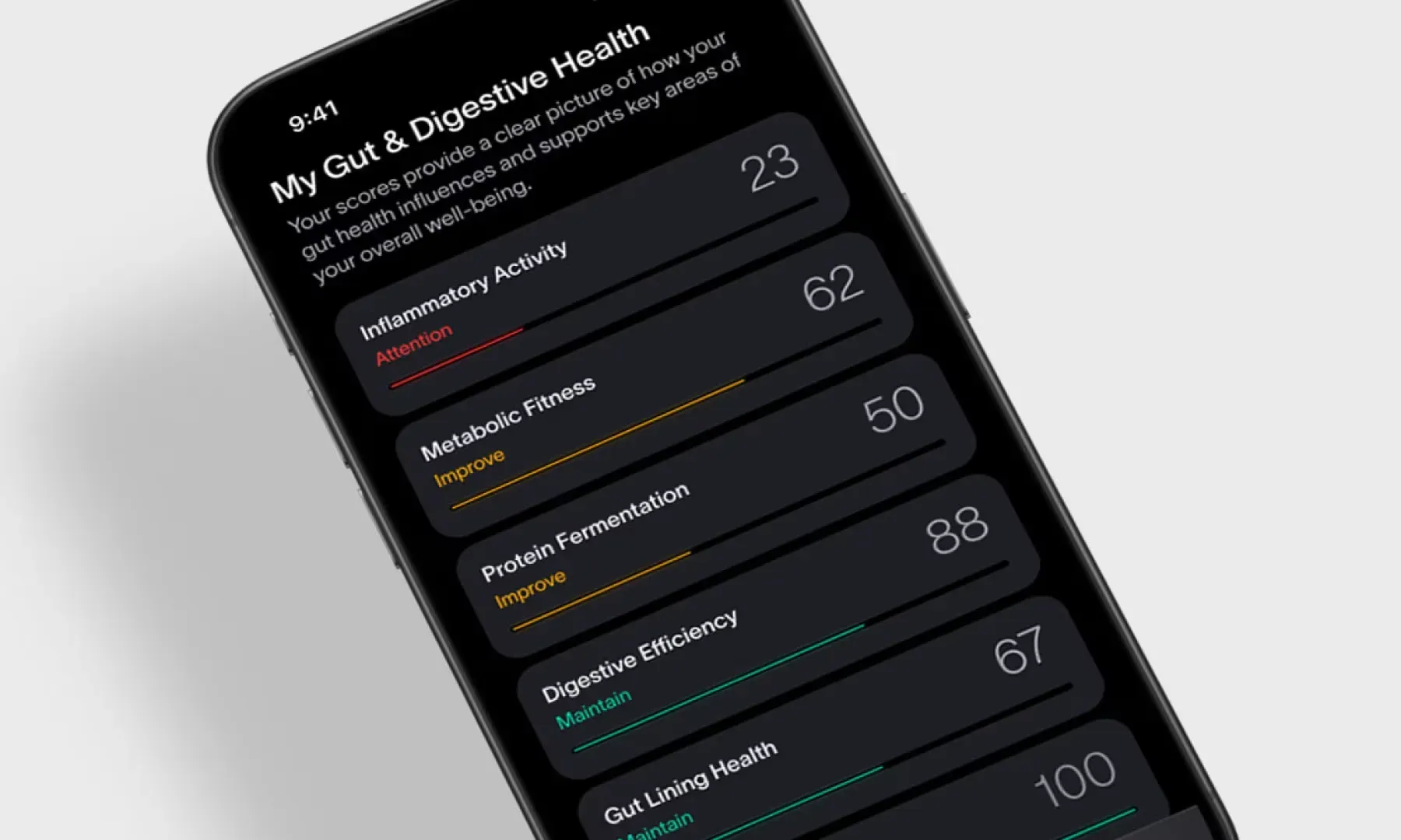 Health Scores Mobile App Interface