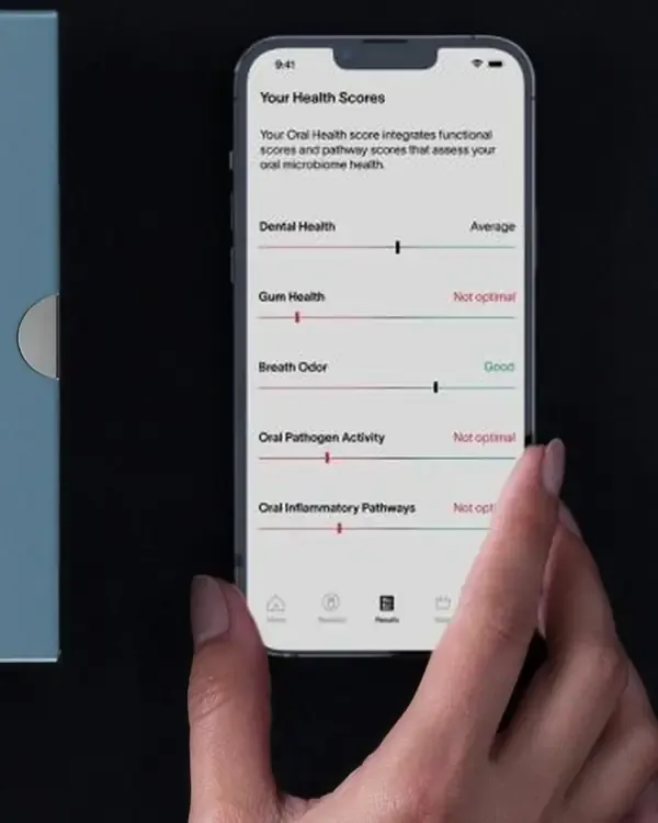 The Viome app showing a list of health scores